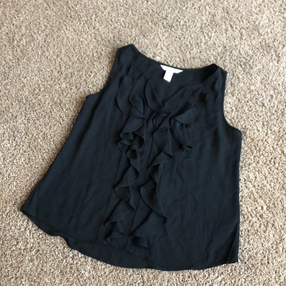 WHBM Black Ruffle-Front Shell Size 8 - Picture 5 of 10